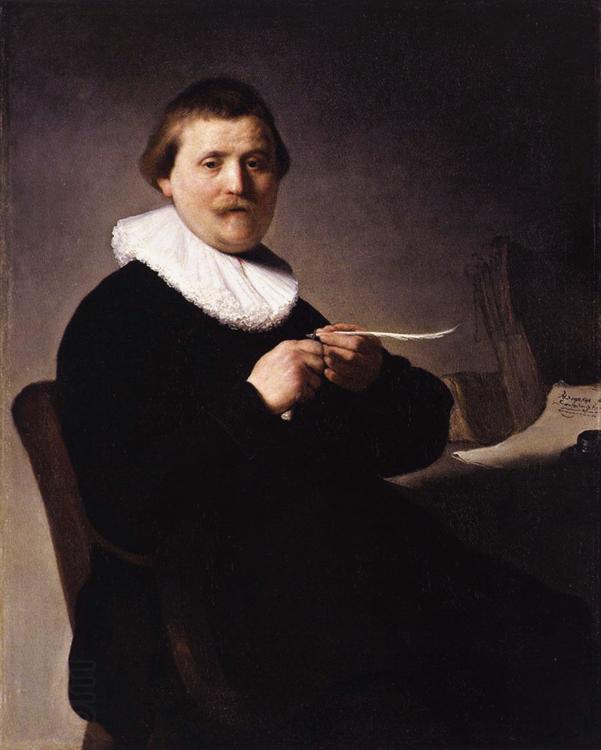 REMBRANDT Harmenszoon van Rijn Portrait of a man trimming his quill (mk33) China oil painting art